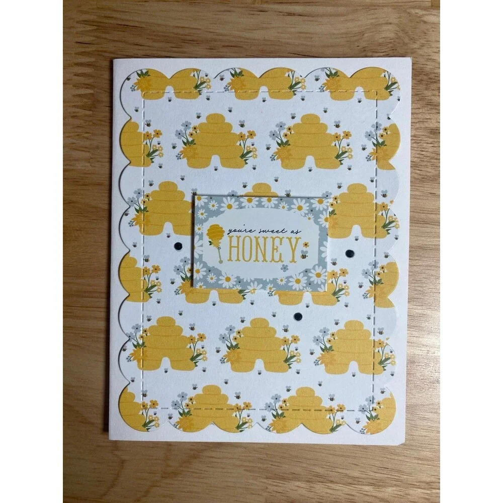 Bee & Honey Greeting Card – Handmade A2 Card – All Occasion Blank Card